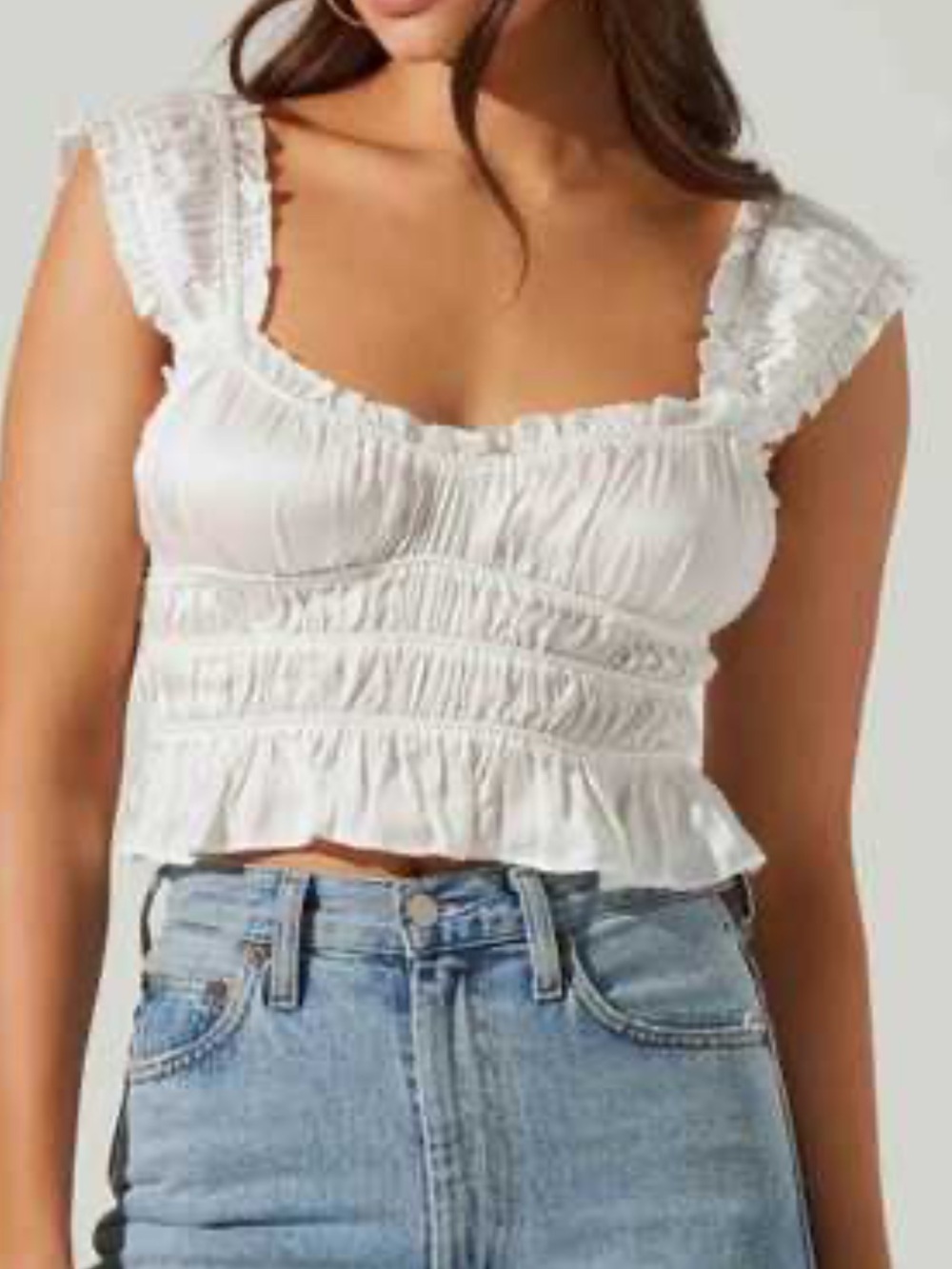 Astr the label Rosita Smocked Ruffle cream Tank top